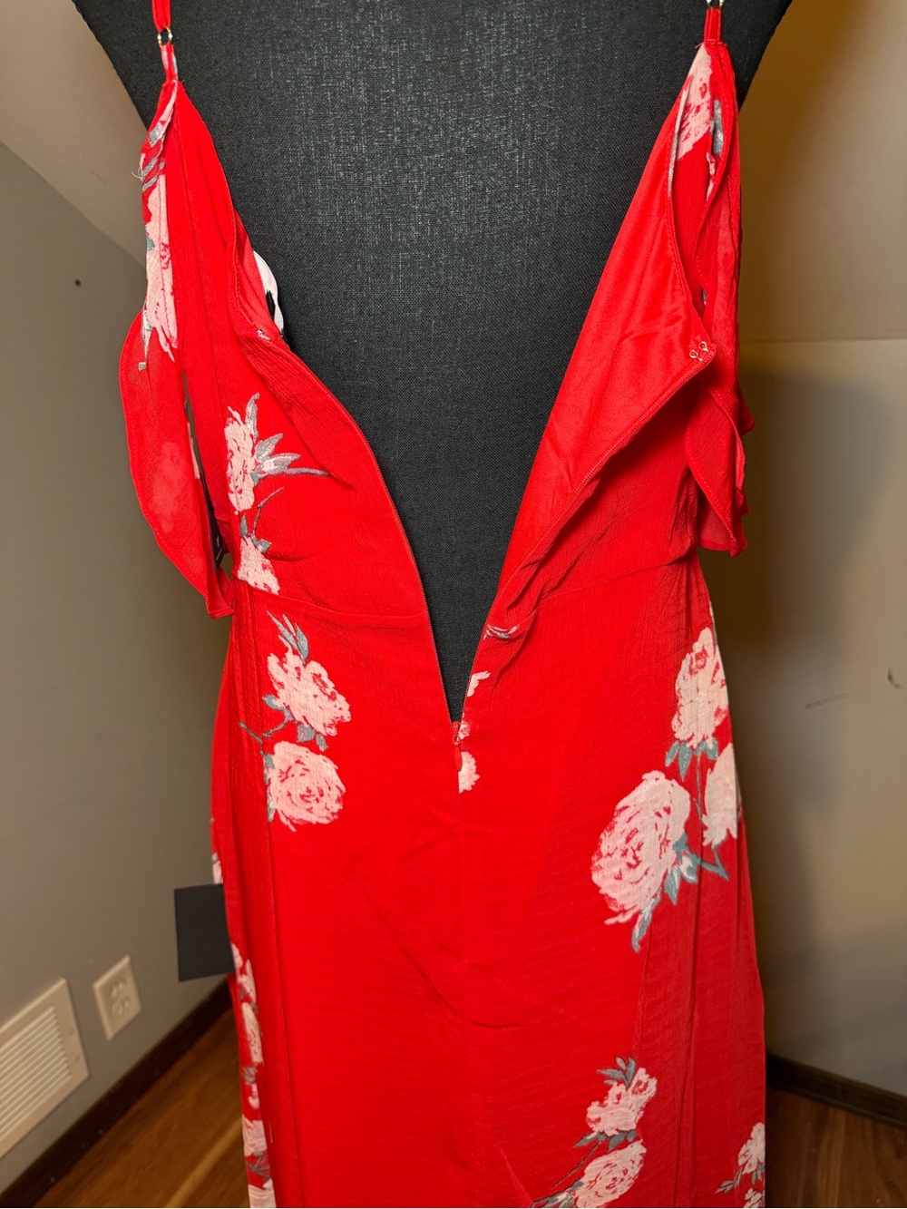 Lulu's Red Floral Ruffle High-Low Maxi Dress - Picture 5 of 9